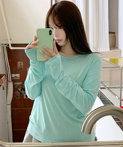 パーソナルラウンド長袖Tシャツ(10color) SKYBLUE