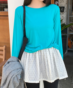 パーソナルラウンド長袖Tシャツ(10color) AQUAGREEN