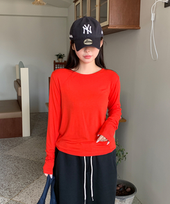 パーソナルラウンド長袖Tシャツ(10color) RED