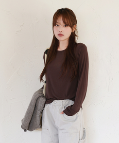 パーソナルラウンド長袖Tシャツ(10color) BROWN