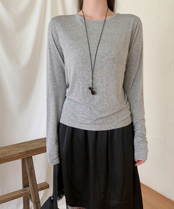 パーソナルラウンド長袖Tシャツ(10color) MELANGE GRAY