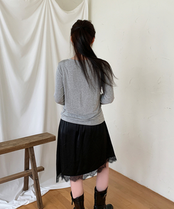 パーソナルラウンド長袖Tシャツ(10color) MELANGE GRAY