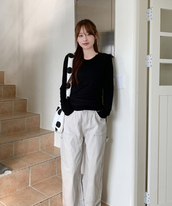 パーソナルラウンド長袖Tシャツ(10color) BLACK