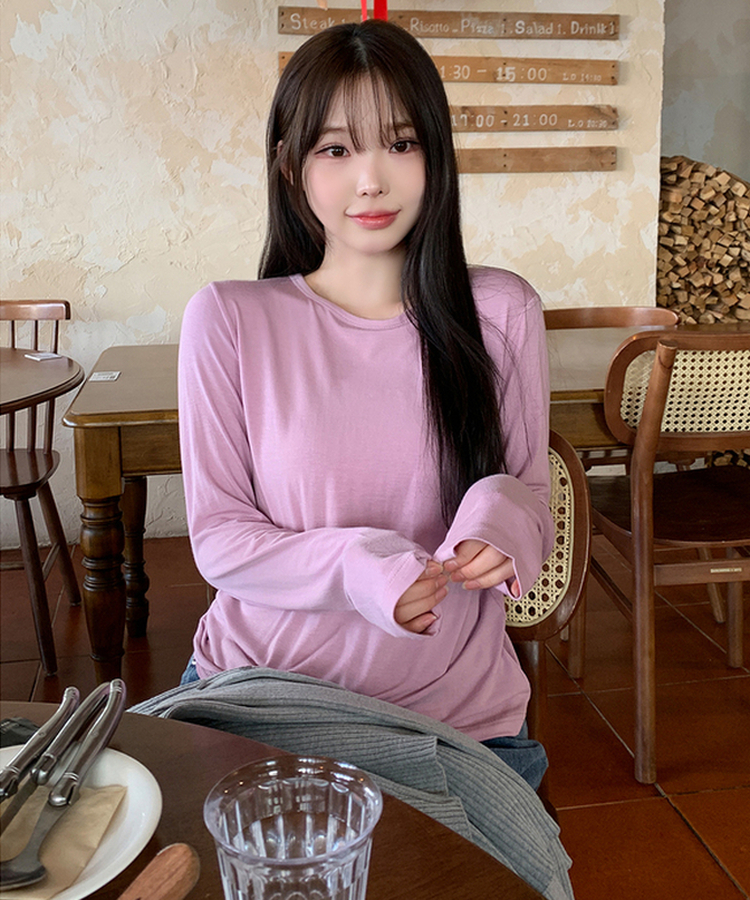 パーソナルラウンド長袖Tシャツ(10color) LAVENDER PINK