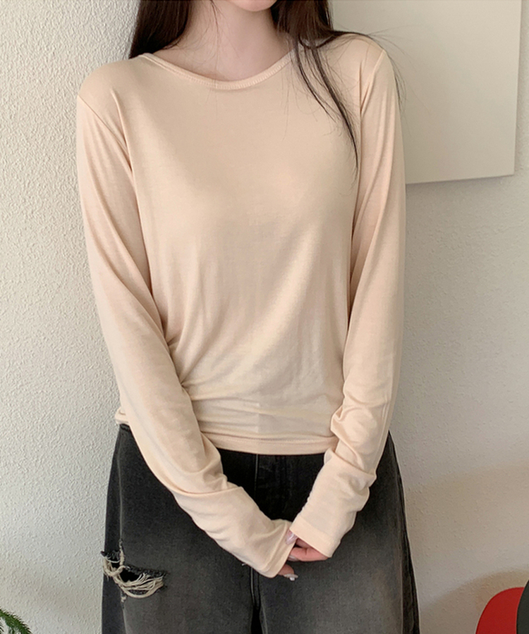 パーソナルラウンド長袖Tシャツ(10color) CREAM BEIGE