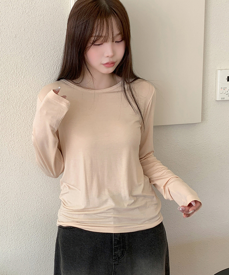 パーソナルラウンド長袖Tシャツ(10color) CREAM BEIGE