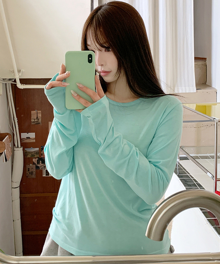 パーソナルラウンド長袖Tシャツ(10color) SKYBLUE