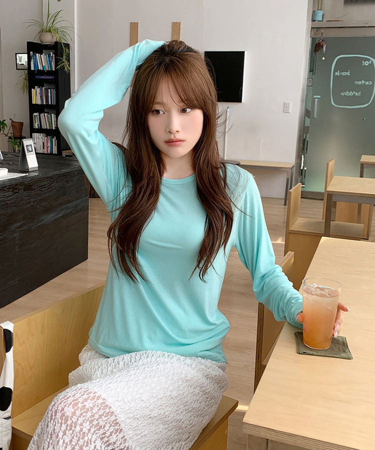 パーソナルラウンド長袖Tシャツ(10color) SKYBLUE