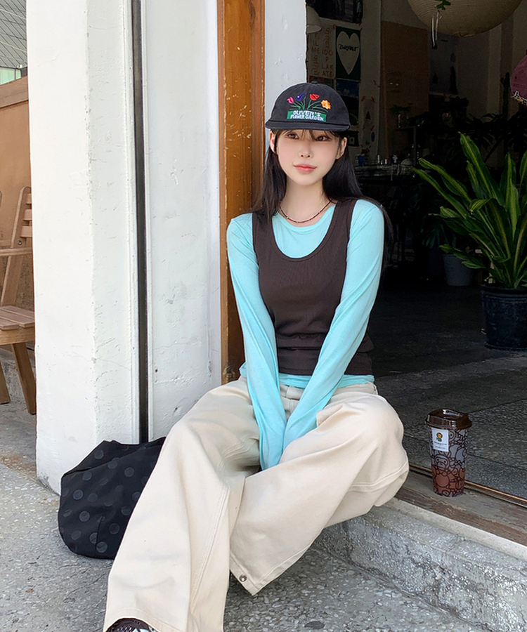 パーソナルラウンド長袖Tシャツ(10color) SKYBLUE