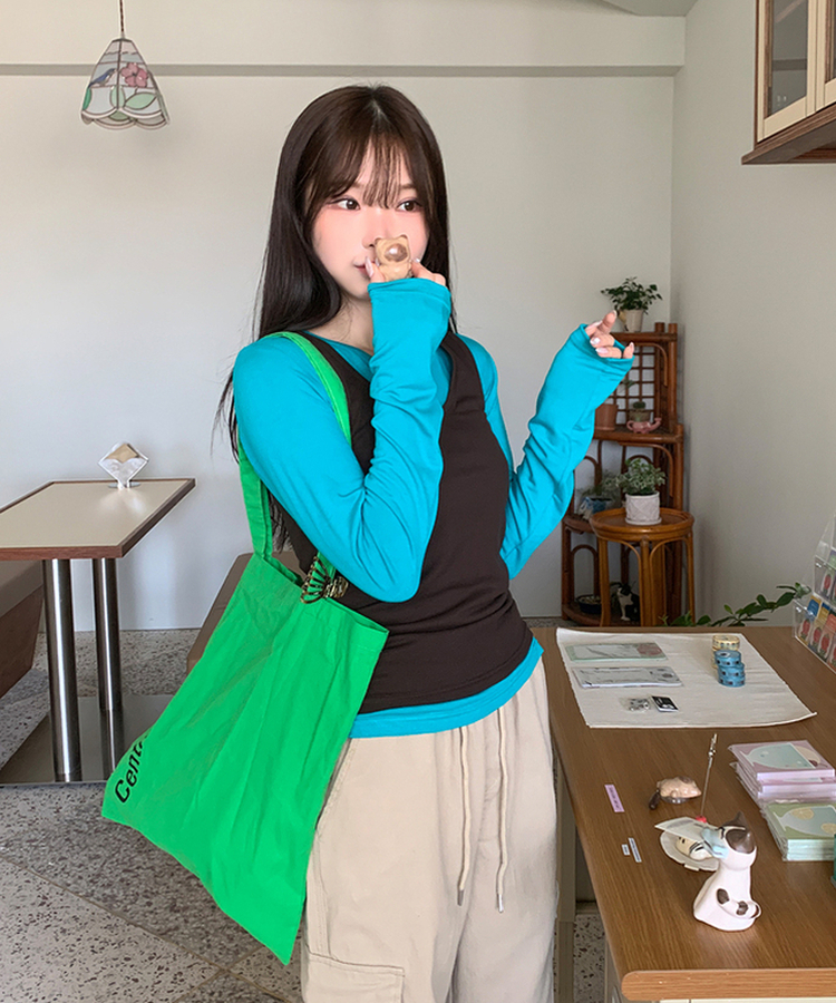 パーソナルラウンド長袖Tシャツ(10color) AQUAGREEN