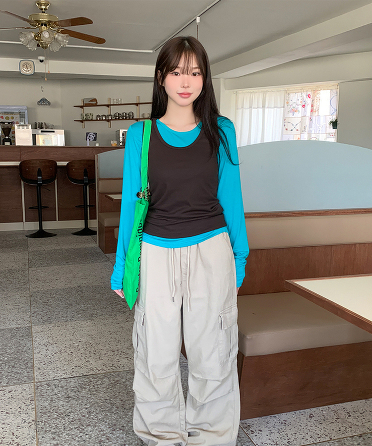 パーソナルラウンド長袖Tシャツ(10color) AQUAGREEN