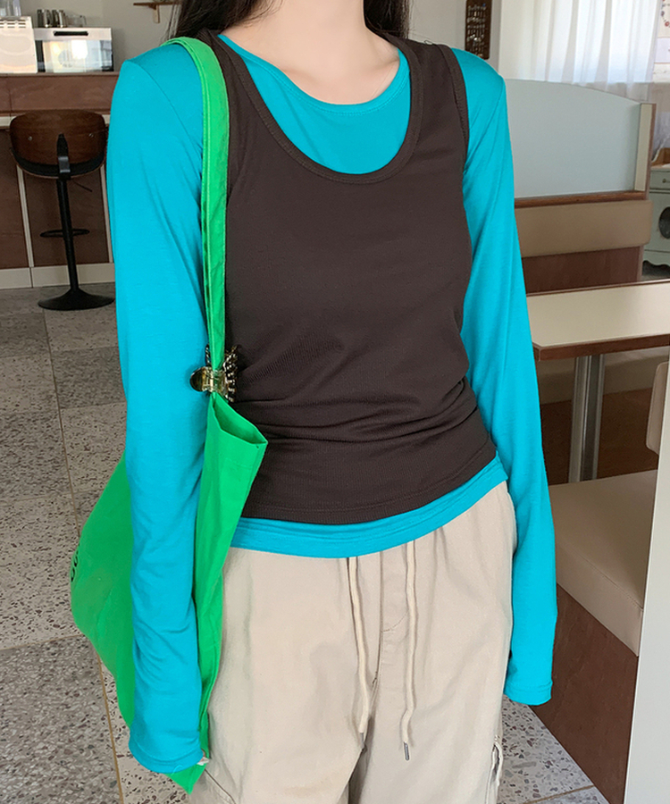 パーソナルラウンド長袖Tシャツ(10color) AQUAGREEN