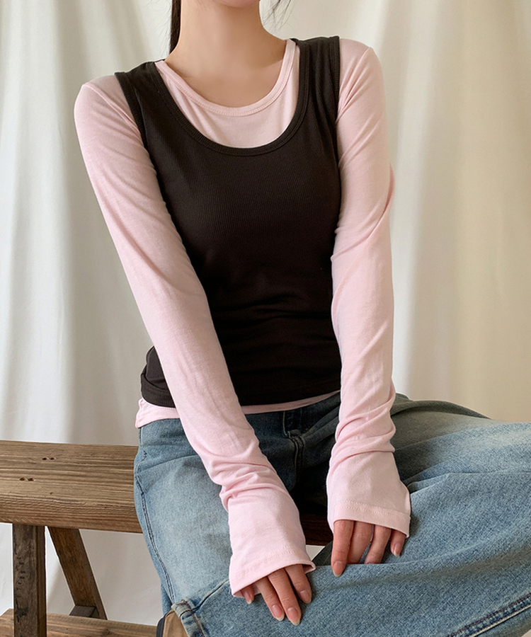 パーソナルラウンド長袖Tシャツ(10color) SOFT PINK