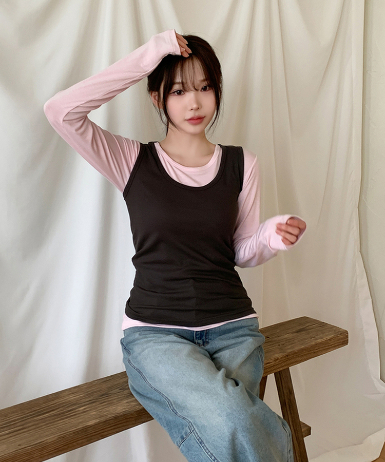 パーソナルラウンド長袖Tシャツ(10color) SOFT PINK