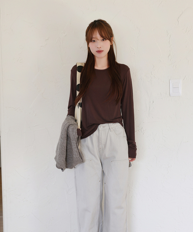 パーソナルラウンド長袖Tシャツ(10color) BROWN