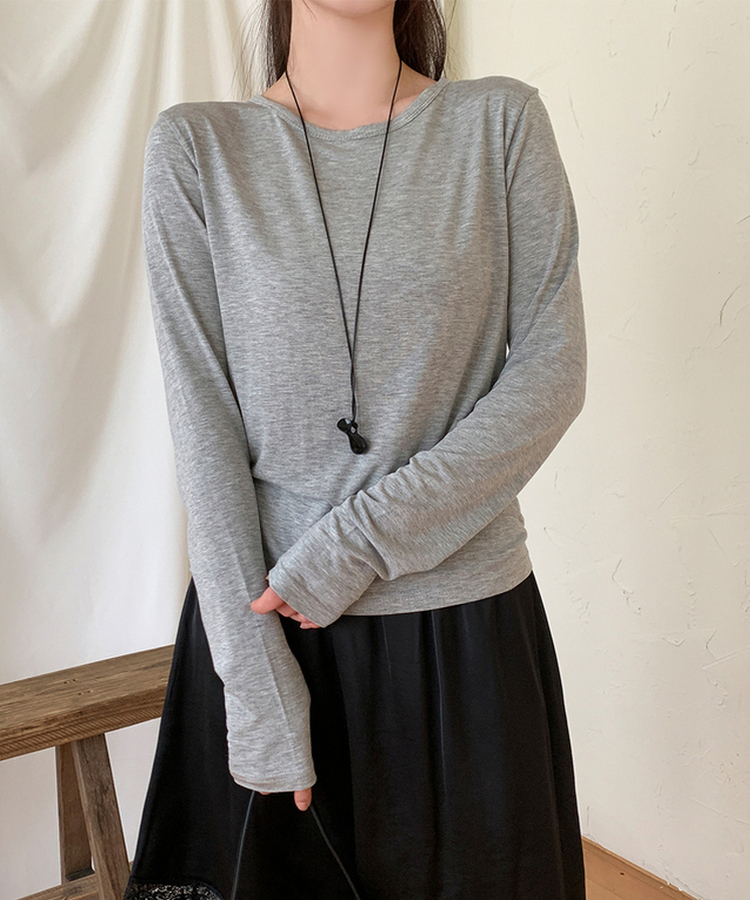パーソナルラウンド長袖Tシャツ(10color) MELANGE GRAY