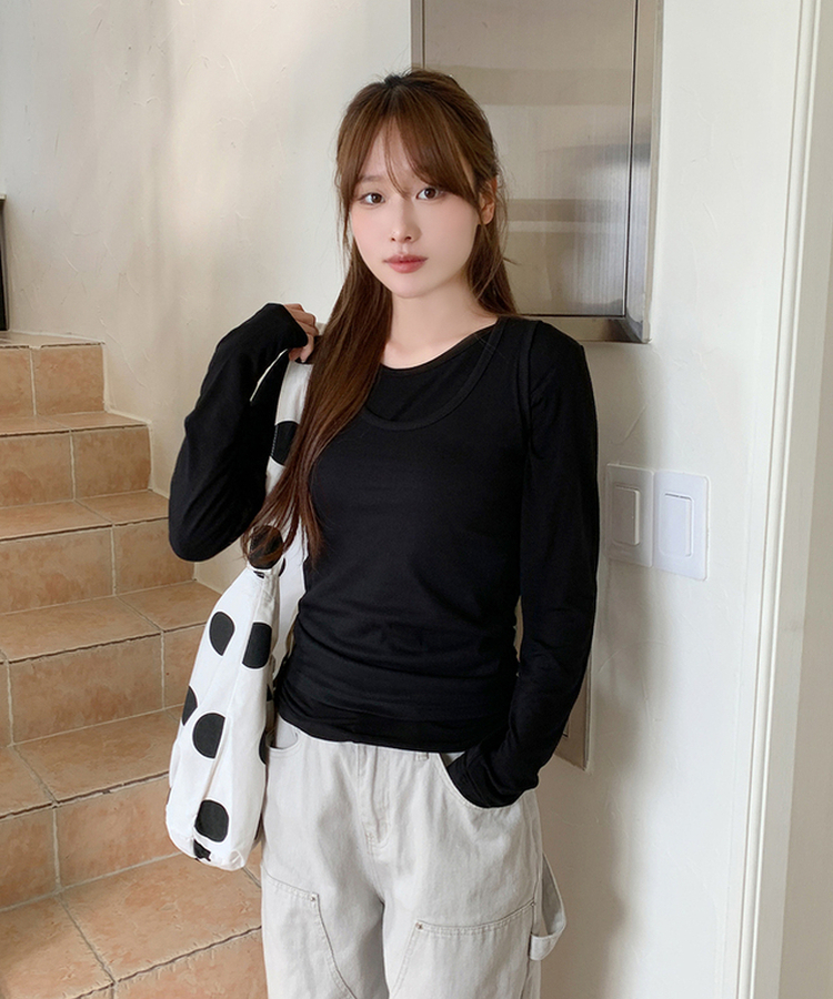 パーソナルラウンド長袖Tシャツ(10color) BLACK