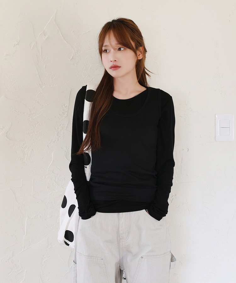 パーソナルラウンド長袖Tシャツ(10color) BLACK