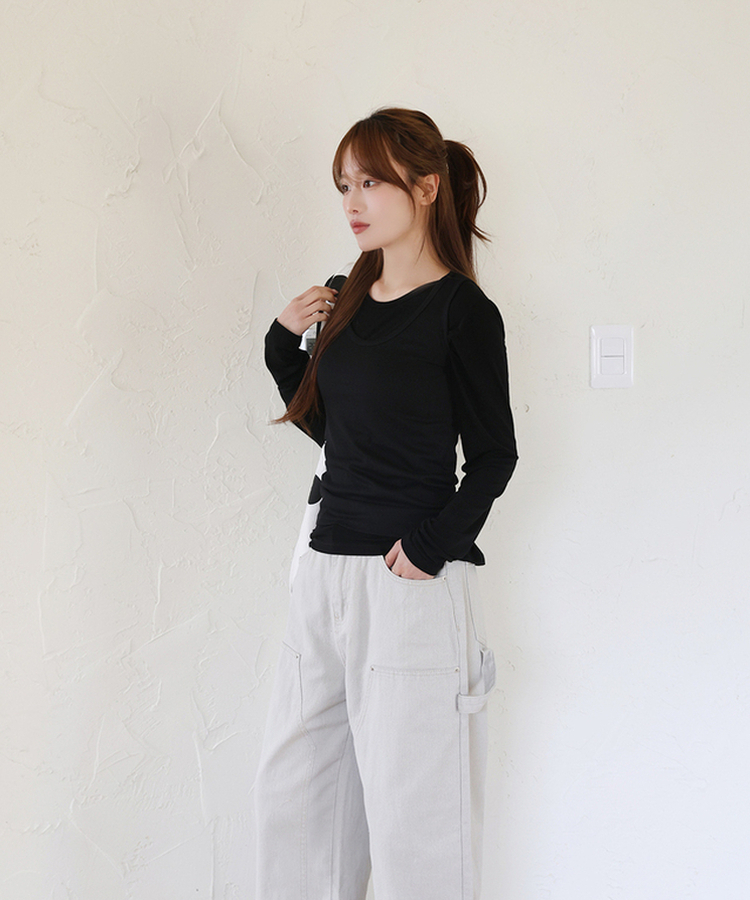 パーソナルラウンド長袖Tシャツ(10color) BLACK