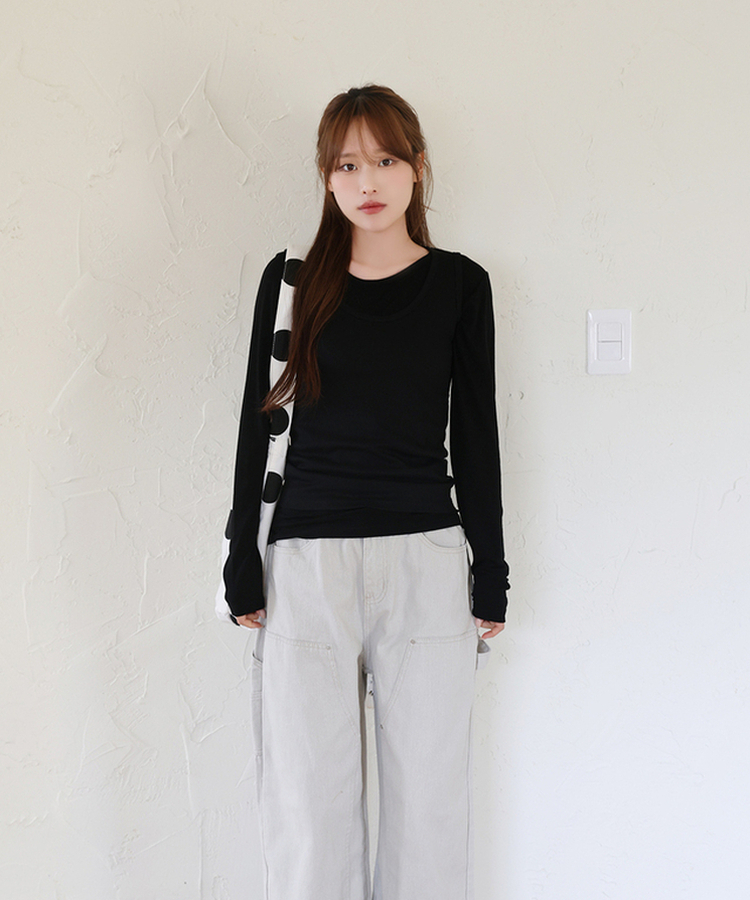 パーソナルラウンド長袖Tシャツ(10color) BLACK