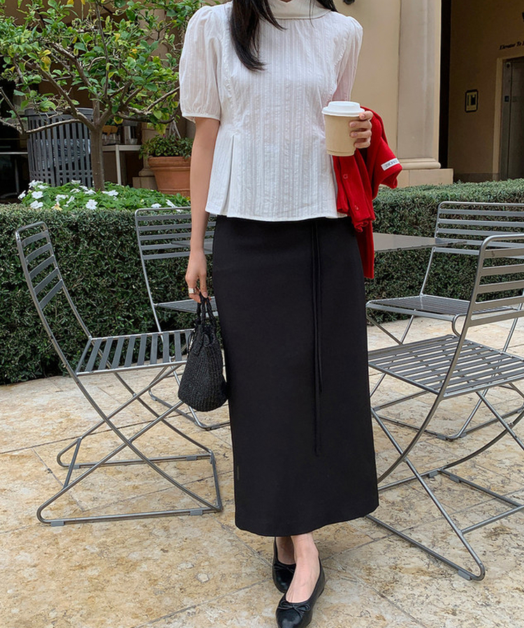 シンプルストラップロングスカート BLACK