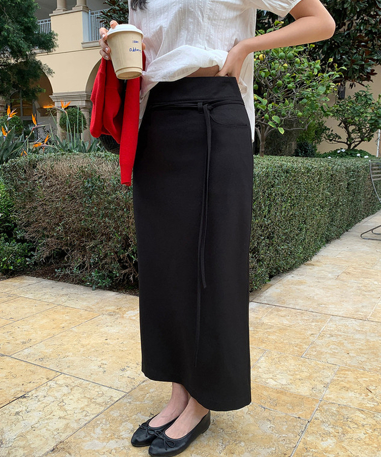 シンプルストラップロングスカート BLACK