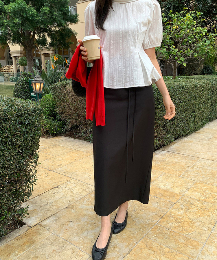 シンプルストラップロングスカート BLACK