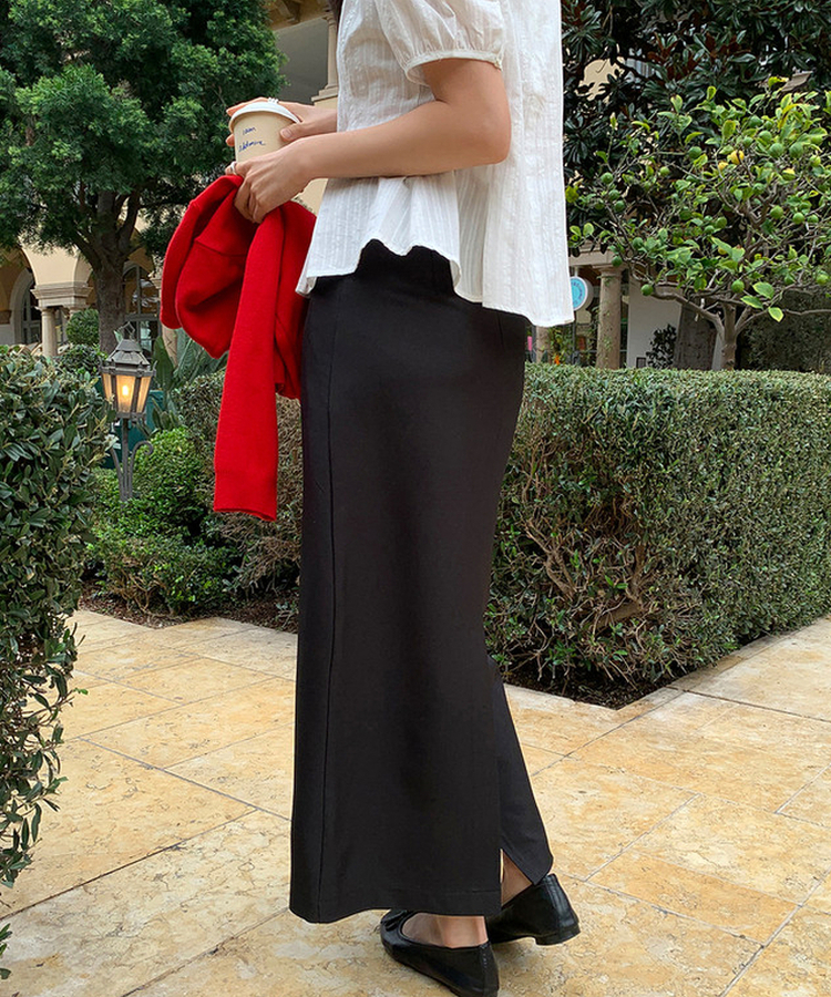 シンプルストラップロングスカート BLACK