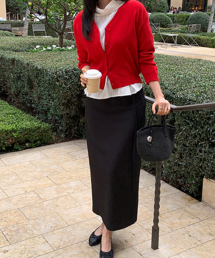 シンプルストラップロングスカート BLACK