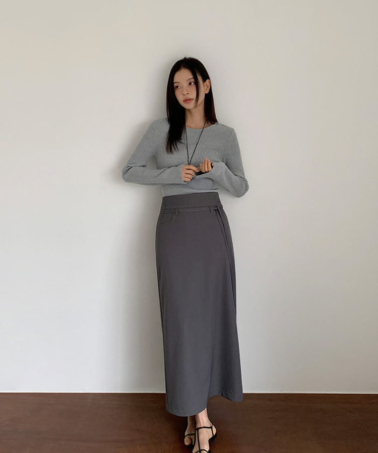 シンプルストラップロングスカート GREY