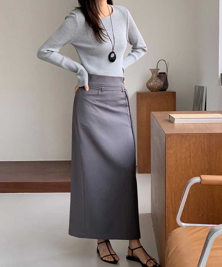 シンプルストラップロングスカート GREY
