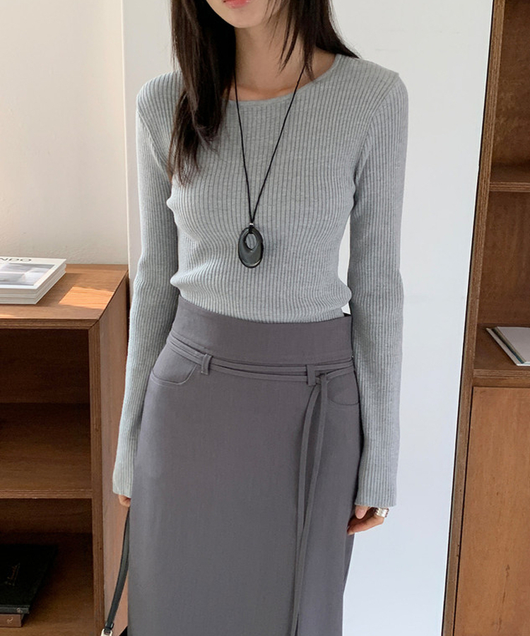 シンプルストラップロングスカート GREY