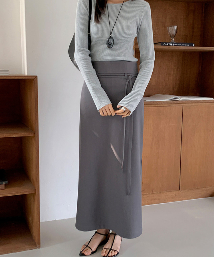 シンプルストラップロングスカート GREY