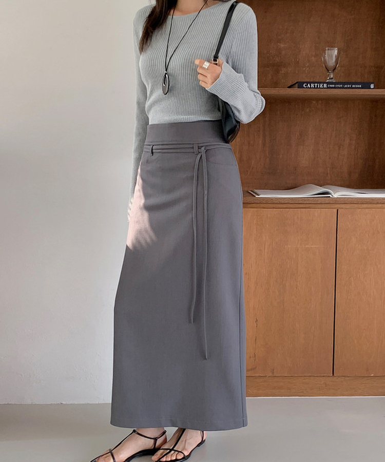 シンプルストラップロングスカート GREY