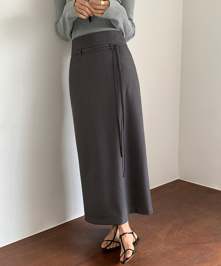 シンプルストラップロングスカート GREY