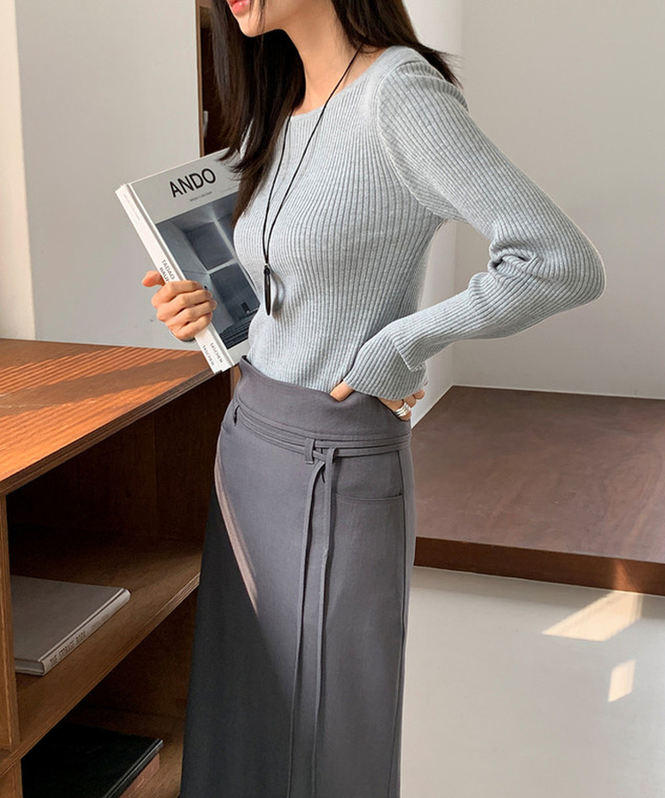 シンプルストラップロングスカート GREY