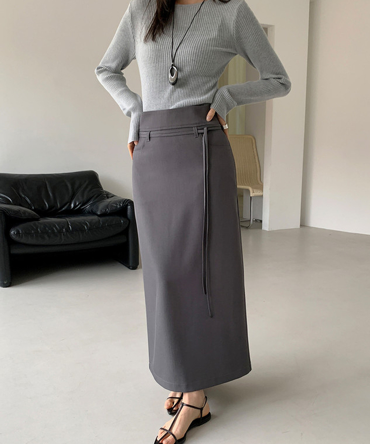 シンプルストラップロングスカート GREY