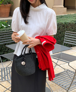 半袖カラーブラウス IVORY