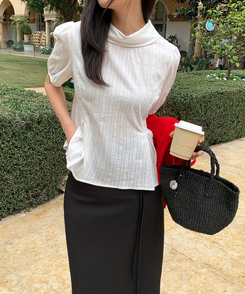 半袖カラーブラウス IVORY