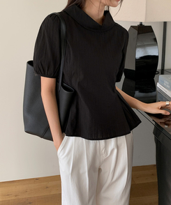 半袖カラーブラウス BLACK