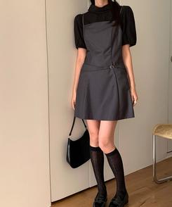 半袖カラーブラウス BLACK