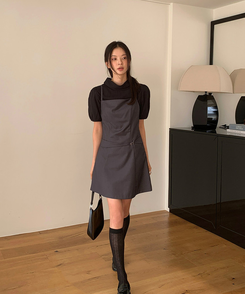 半袖カラーブラウス BLACK