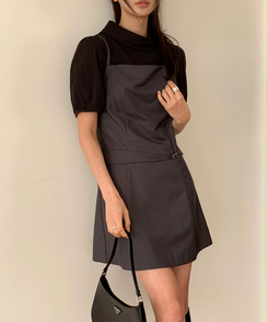 半袖カラーブラウス BLACK