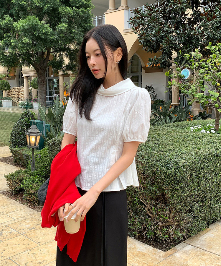 半袖カラーブラウス IVORY