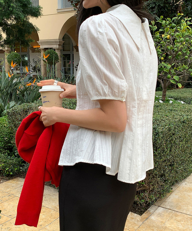 半袖カラーブラウス IVORY