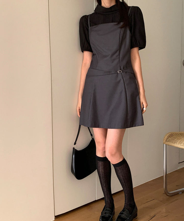 半袖カラーブラウス BLACK