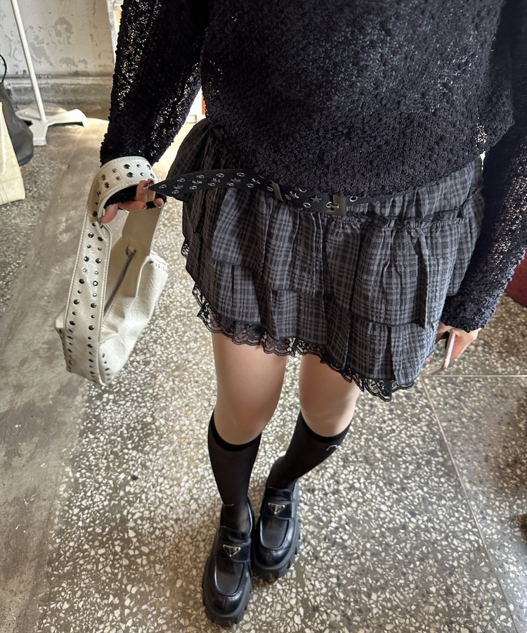 스터드 숄더백 아이보리