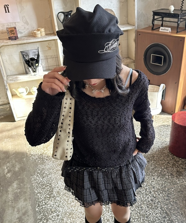 스터드 숄더백 아이보리