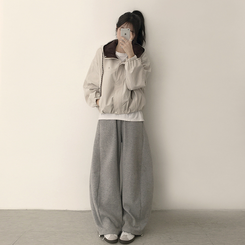 バイカラーフードウィンドブレーカー BEIGE