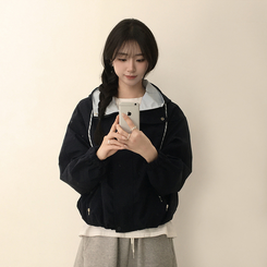 バイカラーフードウィンドブレーカー NAVY